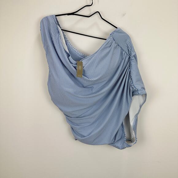 J.Crew Ruched One Shoulder One Piece Striped Swimsuit Plus Size US 24 NWT - Picture 3 of 12
